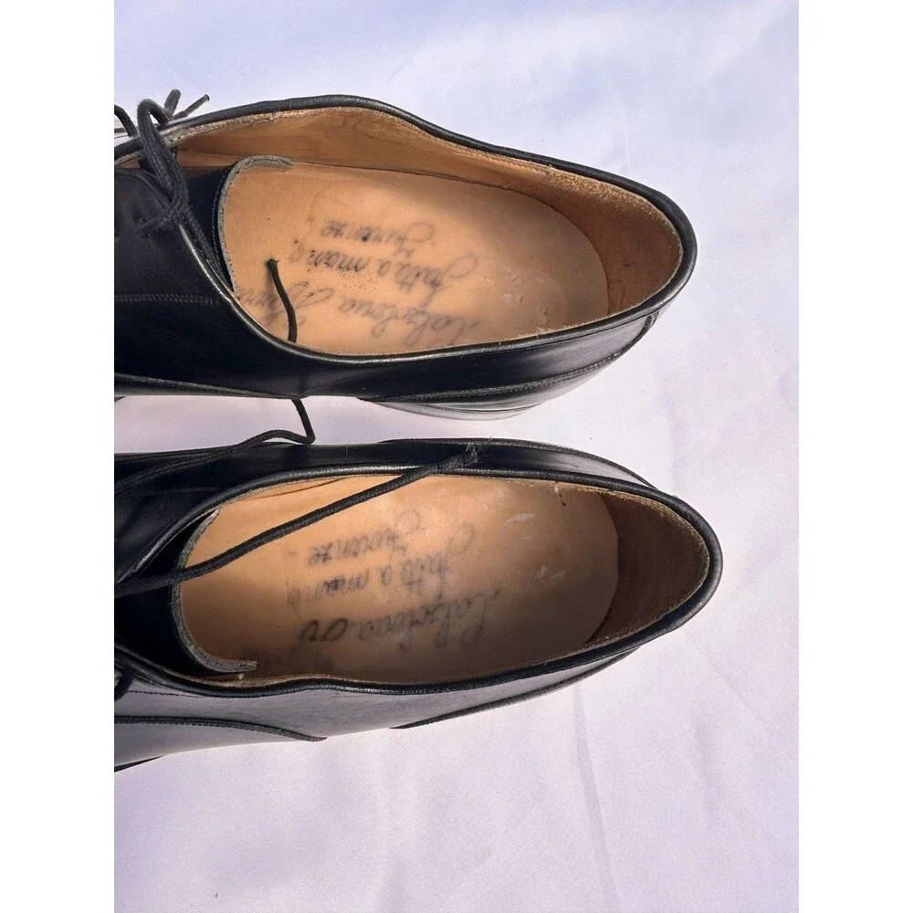 HARRIS Men’s Black Cap Oxford 9.5 CalfSkin Premium Dress Shoes Italy 10.5 Black